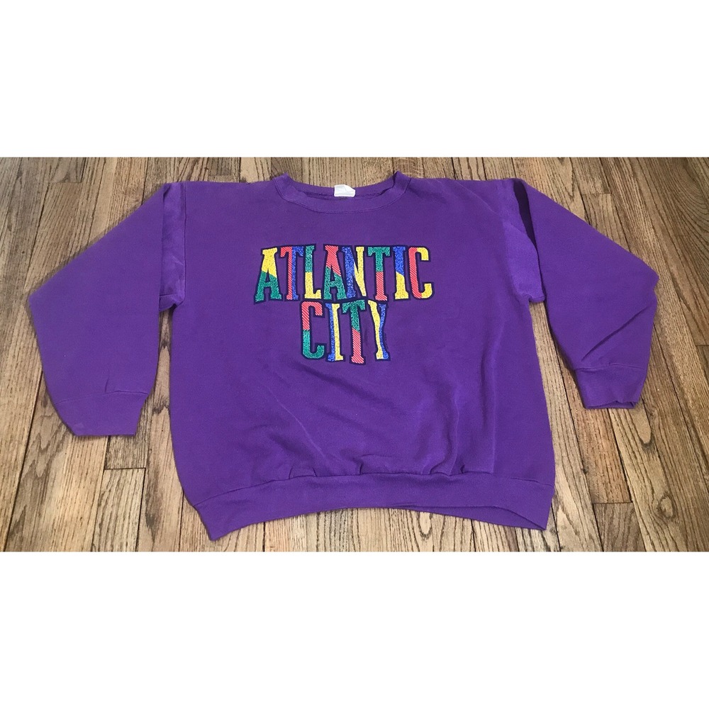 Vintage 90's Atlantic City New Jersey XL rainbow Graphic Crewneck Sweatshirt